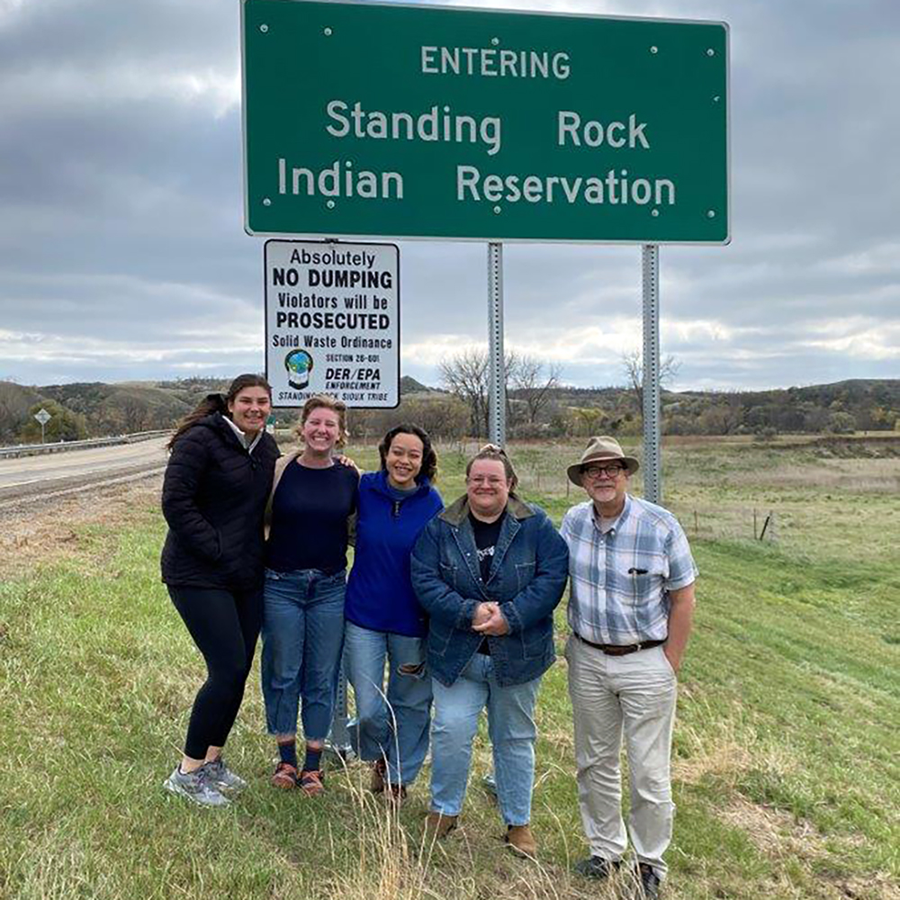students entering the standing rock reservation
