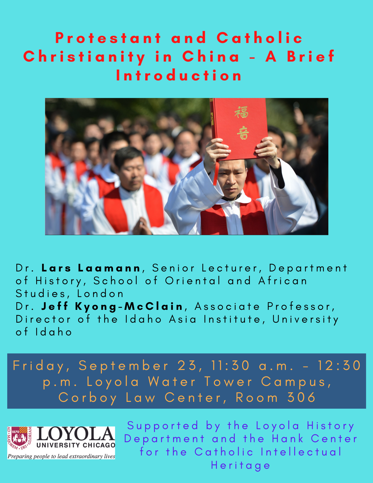 Flyer for Christianity in China talk on September 23, 2022