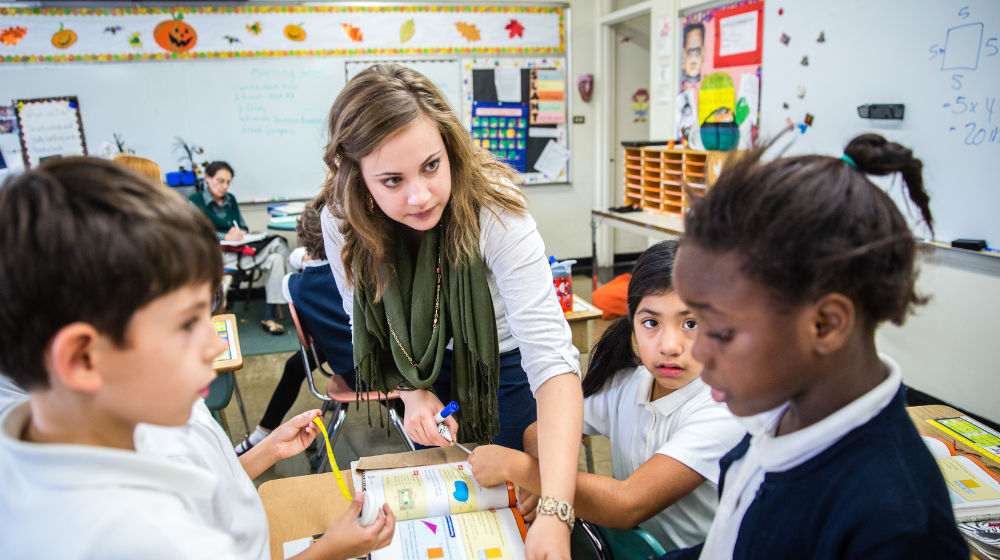 A School of Education student gains experience working in a real classroom setting.