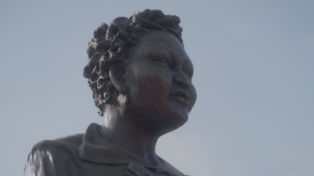 A statue of Mamie Till-Mobley stands tall.