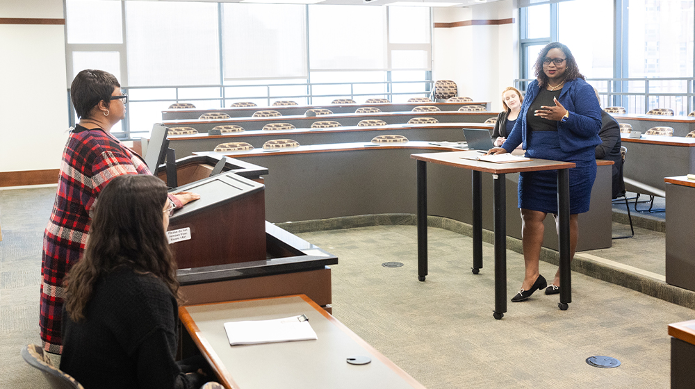 Students participating in mock trial