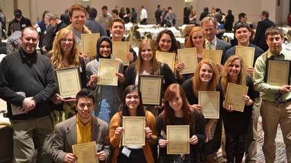 The staff of the Phoenix at the Illinois College Press Association 30th Annual Convention.