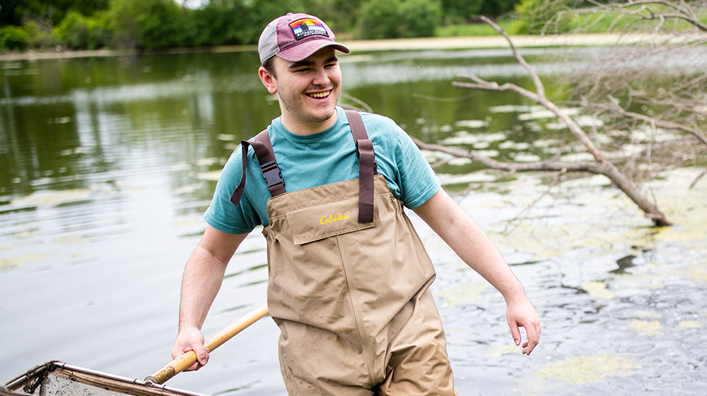 Thomas Crabtree in waders at LUREC